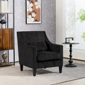 Black Modern Accent Armchair with Rubber Wood Legs
