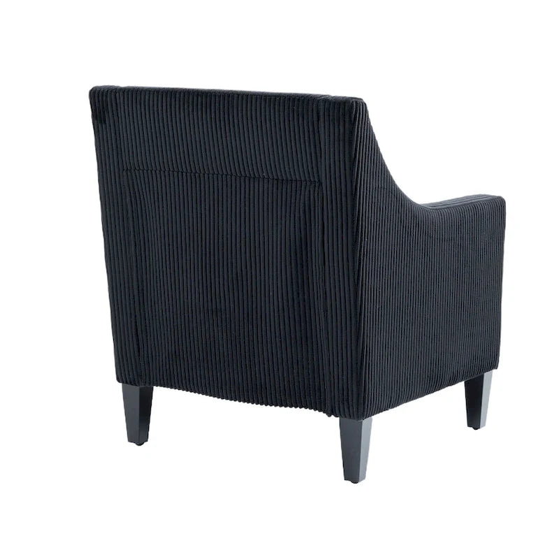 Black Modern Accent Armchair with Rubber Wood Legs