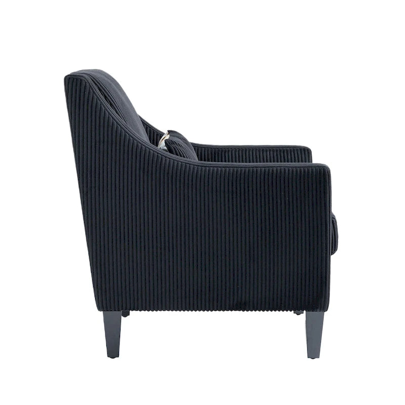 Black Modern Accent Armchair with Rubber Wood Legs