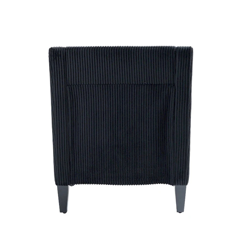 Black Modern Accent Armchair with Rubber Wood Legs