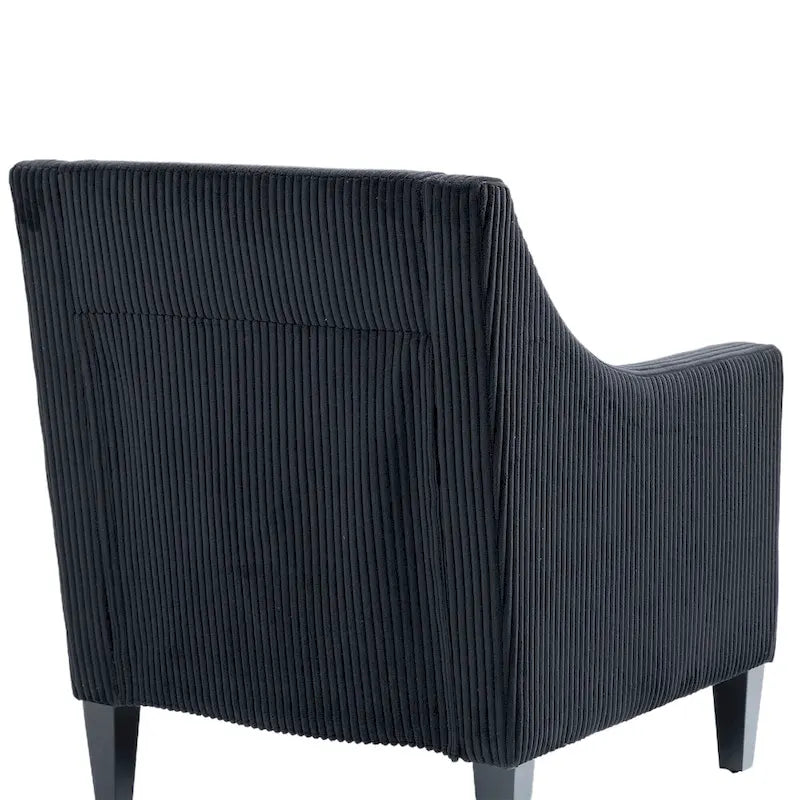 Black Modern Accent Armchair with Rubber Wood Legs