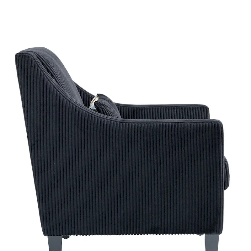 Black Modern Accent Armchair with Rubber Wood Legs