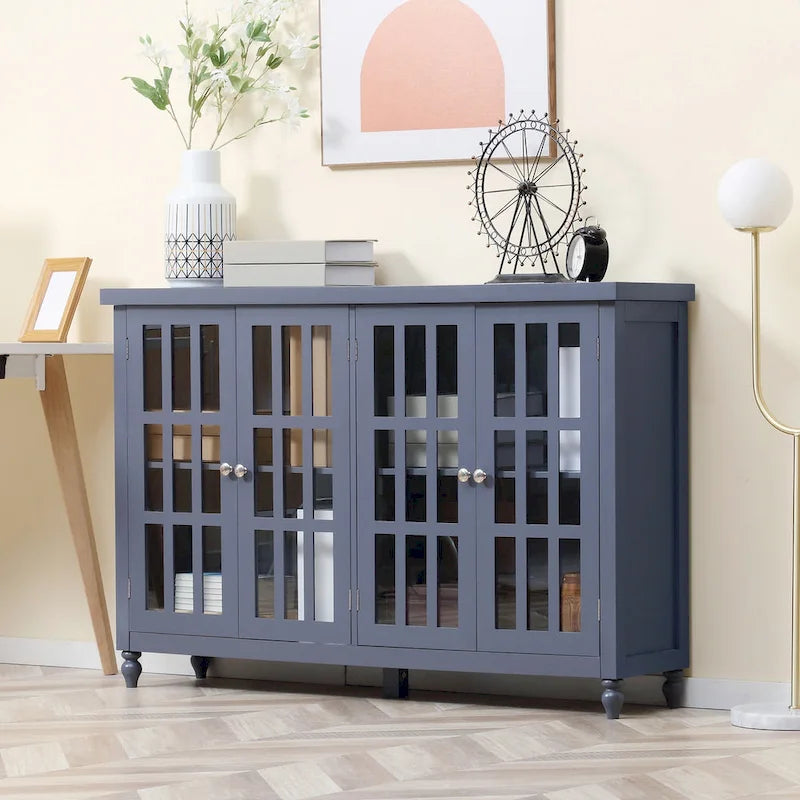52-Inch Sideboard Buffet Cabinet with Glass Doors and Adjustable Shelves