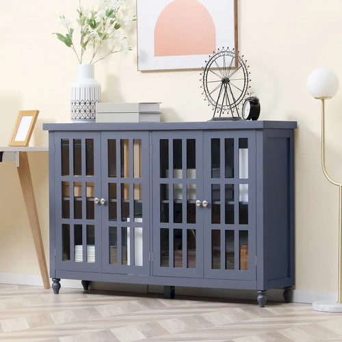 52-Inch Sideboard Buffet Cabinet with Glass Doors and Adjustable Shelves