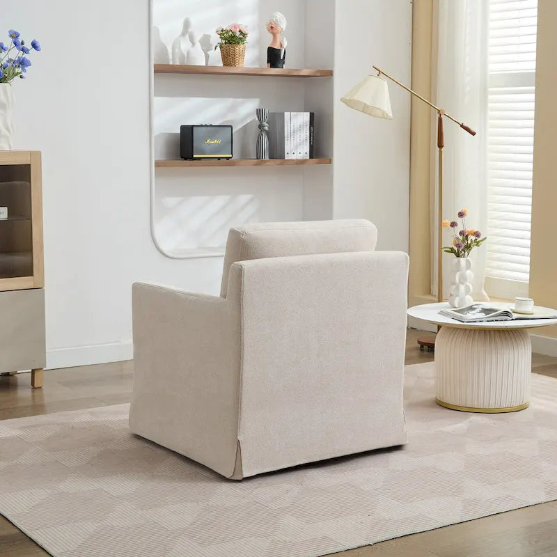 360° Swivel Accent Chair with Chenille Upholstery and Removable Back Cushion