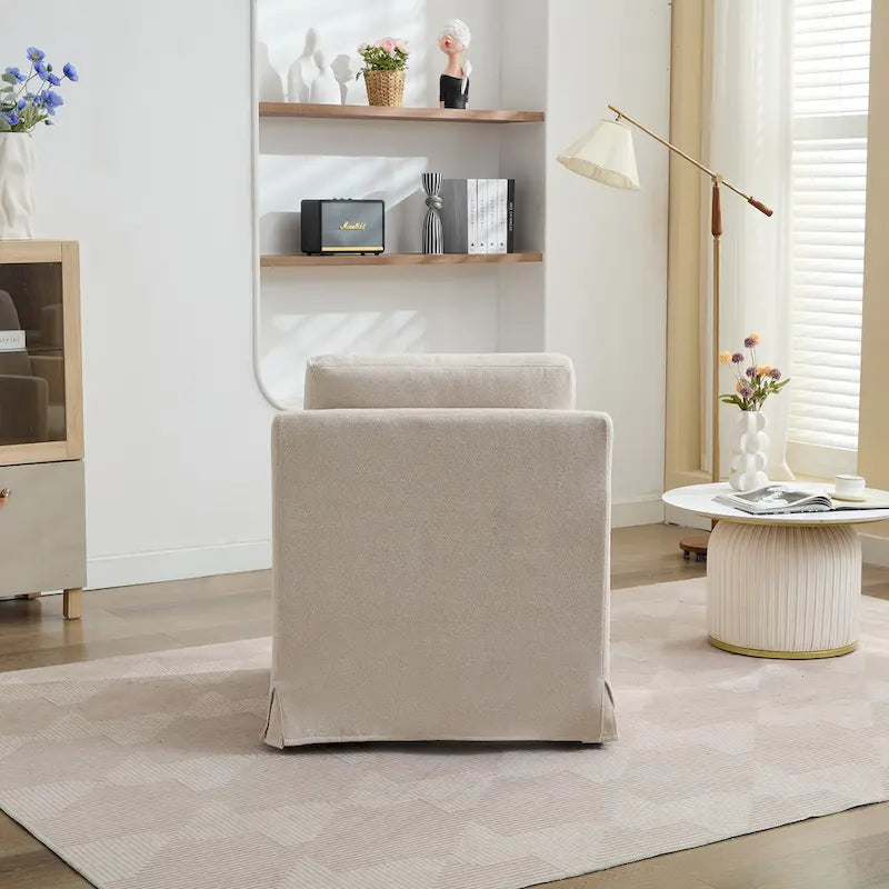 360° Swivel Accent Chair with Chenille Upholstery and Removable Back Cushion