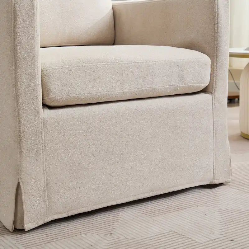 360° Swivel Accent Chair with Chenille Upholstery and Removable Back Cushion