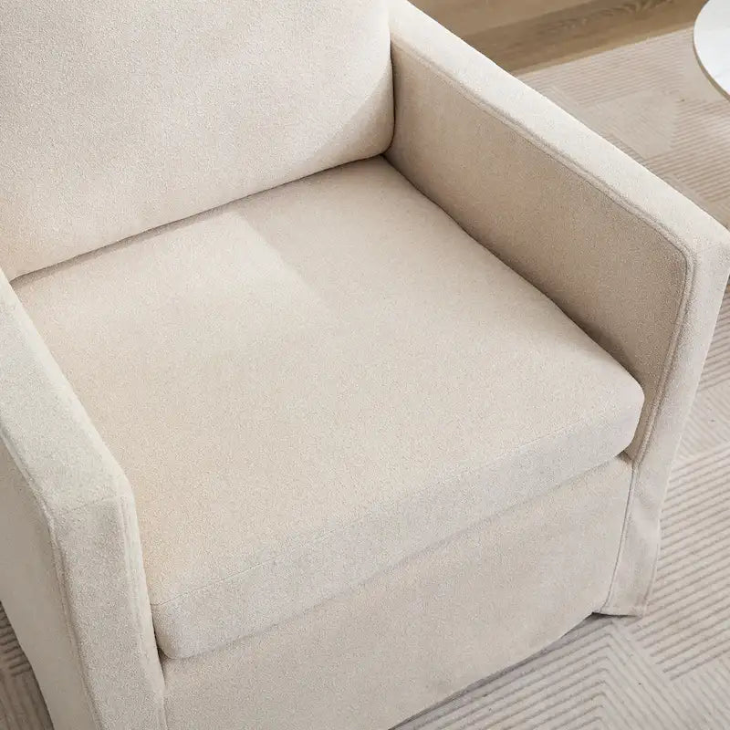360° Swivel Accent Chair with Chenille Upholstery and Removable Back Cushion