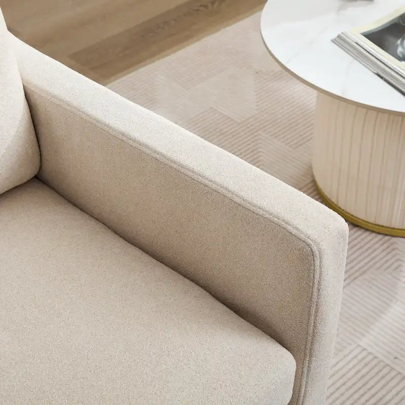 360° Swivel Accent Chair with Chenille Upholstery and Removable Back Cushion