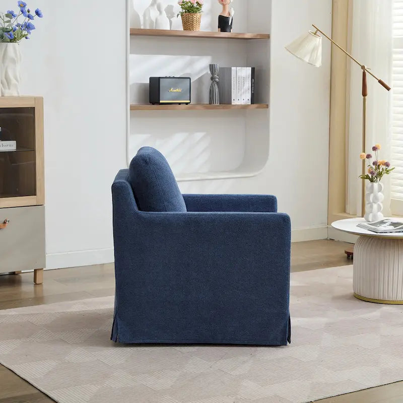 360° Swivel Accent Chair with Chenille Upholstery and Removable Back Cushion