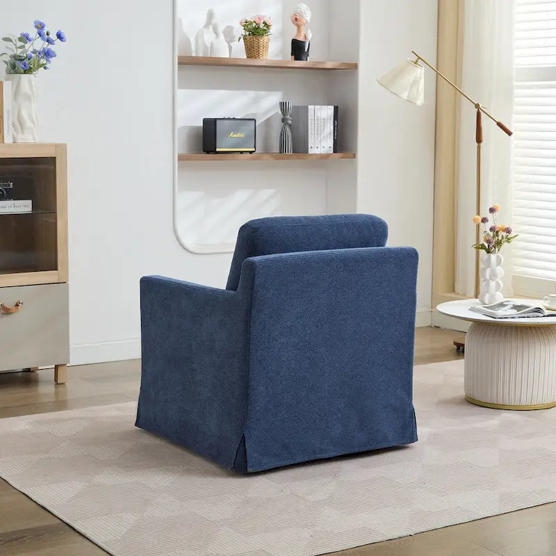 360° Swivel Accent Chair with Chenille Upholstery and Removable Back Cushion