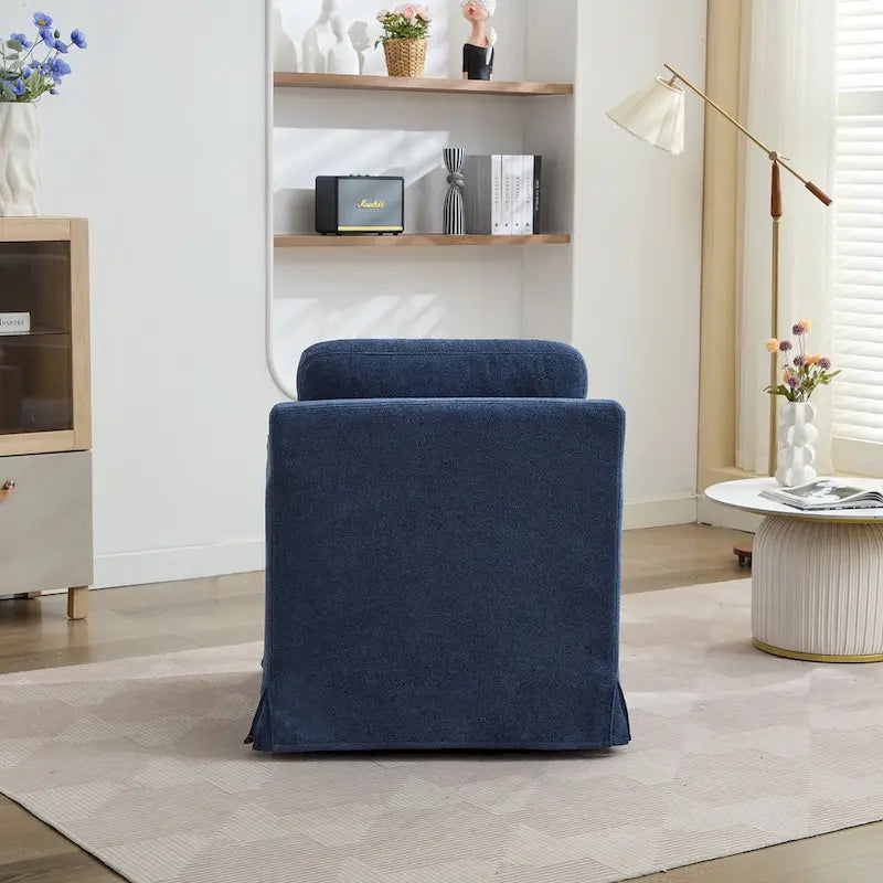 360° Swivel Accent Chair with Chenille Upholstery and Removable Back Cushion