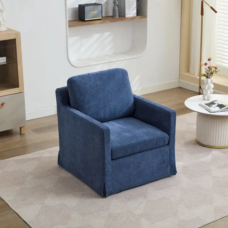 360° Swivel Accent Chair with Chenille Upholstery and Removable Back Cushion