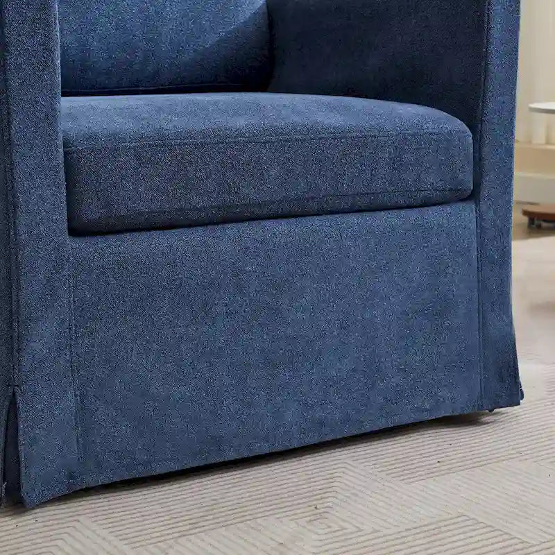 360° Swivel Accent Chair with Chenille Upholstery and Removable Back Cushion