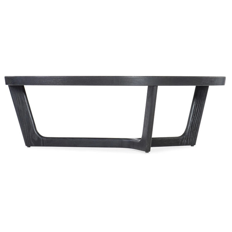 53-Inch Wide Rounded Triangle Oak and Veneer Coffee Table