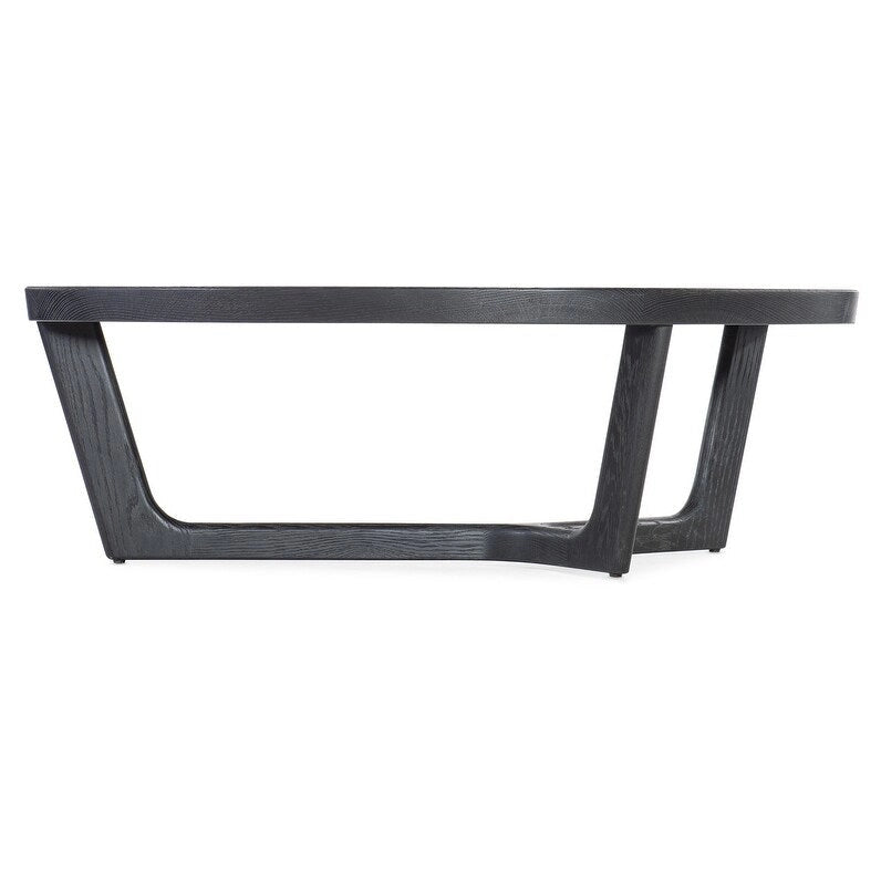 53-Inch Wide Rounded Triangle Oak and Veneer Coffee Table