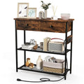 Narrow Entryway Console Table with Charging Station and 2 Drawers
