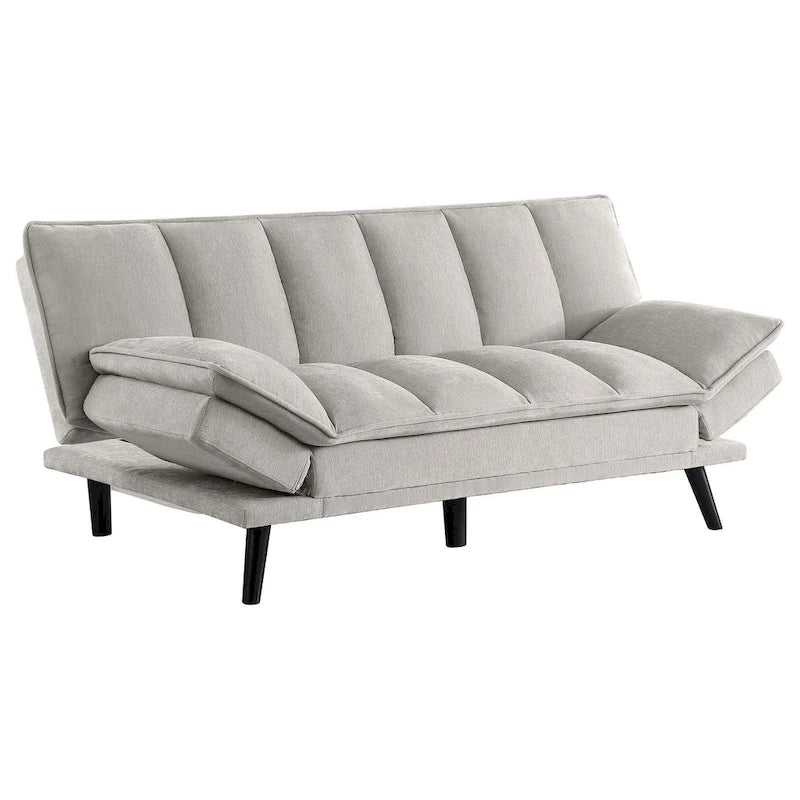 78-Inch Convertible Sofa Bed with Tufted Light Gray Fabric and Black Legs