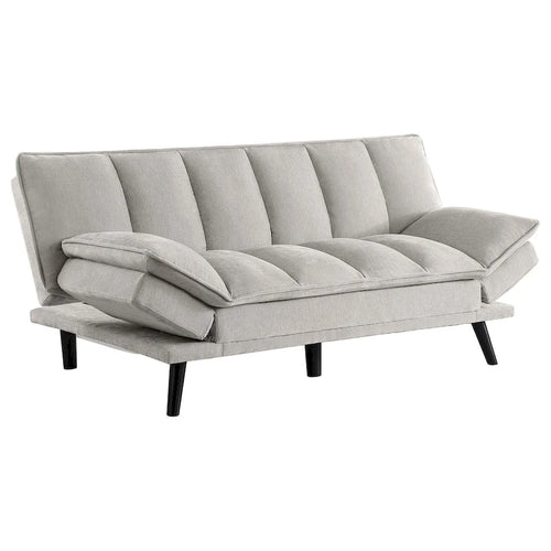 78-Inch Convertible Sofa Bed with Tufted Light Gray Fabric and Black Legs