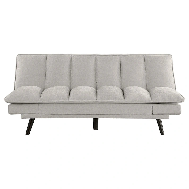 78-Inch Convertible Sofa Bed with Tufted Light Gray Fabric and Black Legs