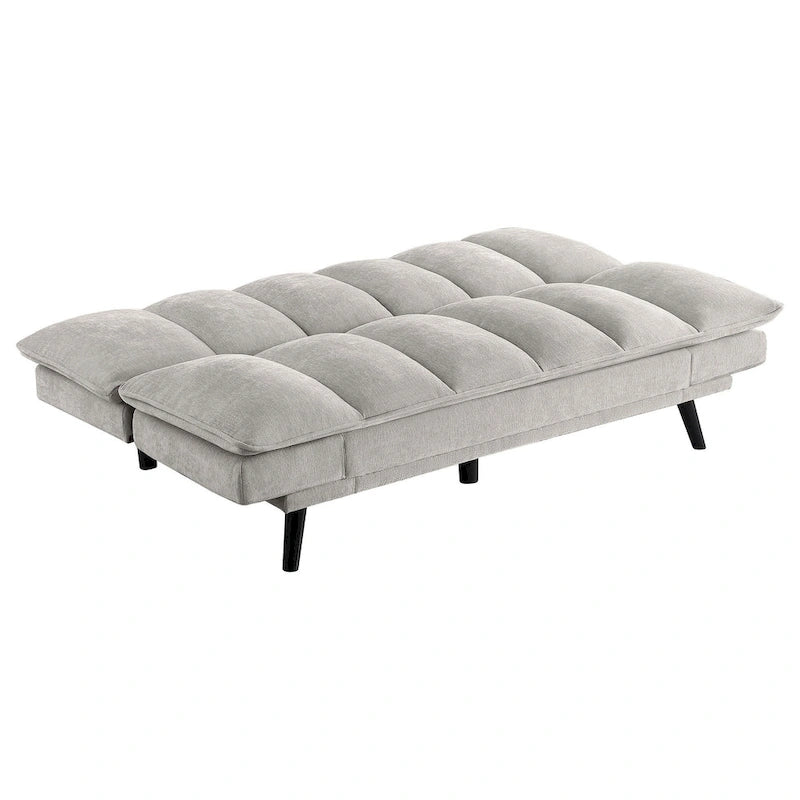 78-Inch Convertible Sofa Bed with Tufted Light Gray Fabric and Black Legs