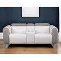 77-Inch Gray and White Power Reclining Loveseat with Storage