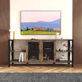 Industrial Farmhouse TV Stand with 4 Shelves and 2 Storage Cabinets