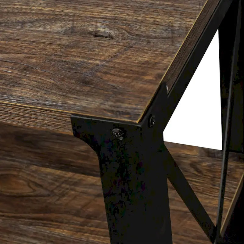 Industrial Farmhouse TV Stand with 4 Shelves and 2 Storage Cabinets