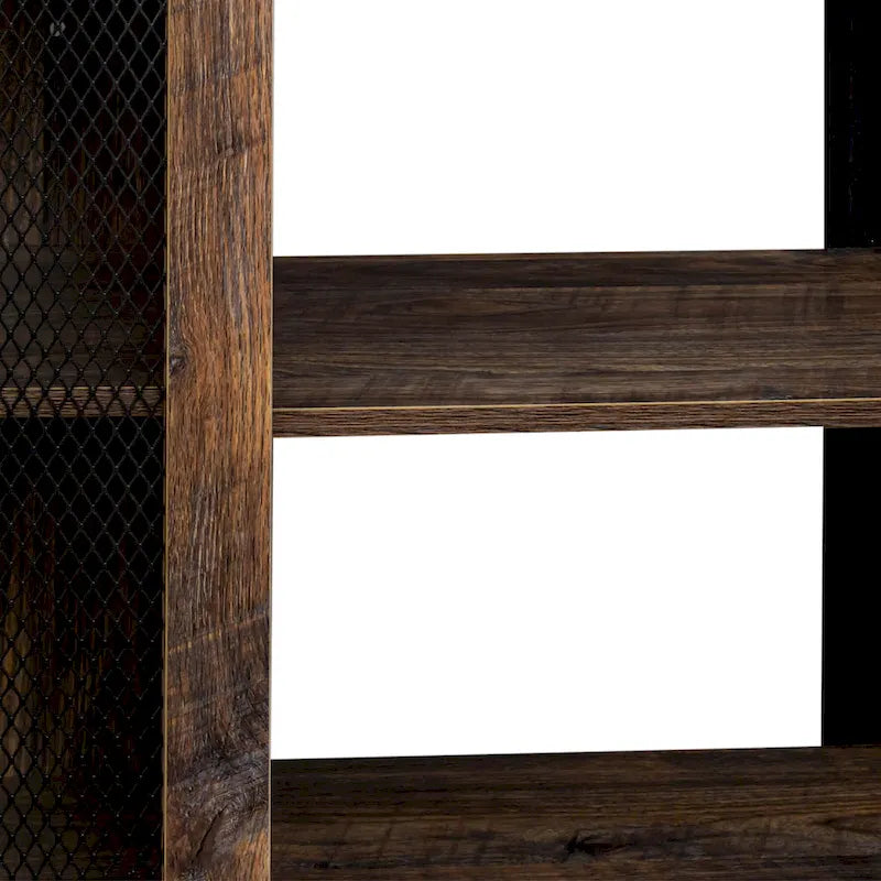 Industrial Farmhouse TV Stand with 4 Shelves and 2 Storage Cabinets