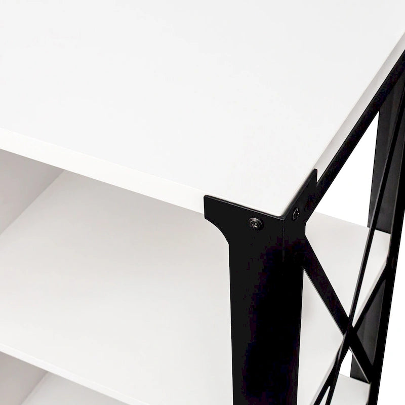 Industrial Farmhouse TV Stand with 4 Shelves and 2 Storage Cabinets