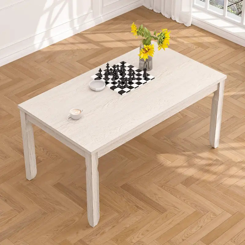 Grey Solid Wood Farmhouse Dining Table for 4–6 People, 63-Inch