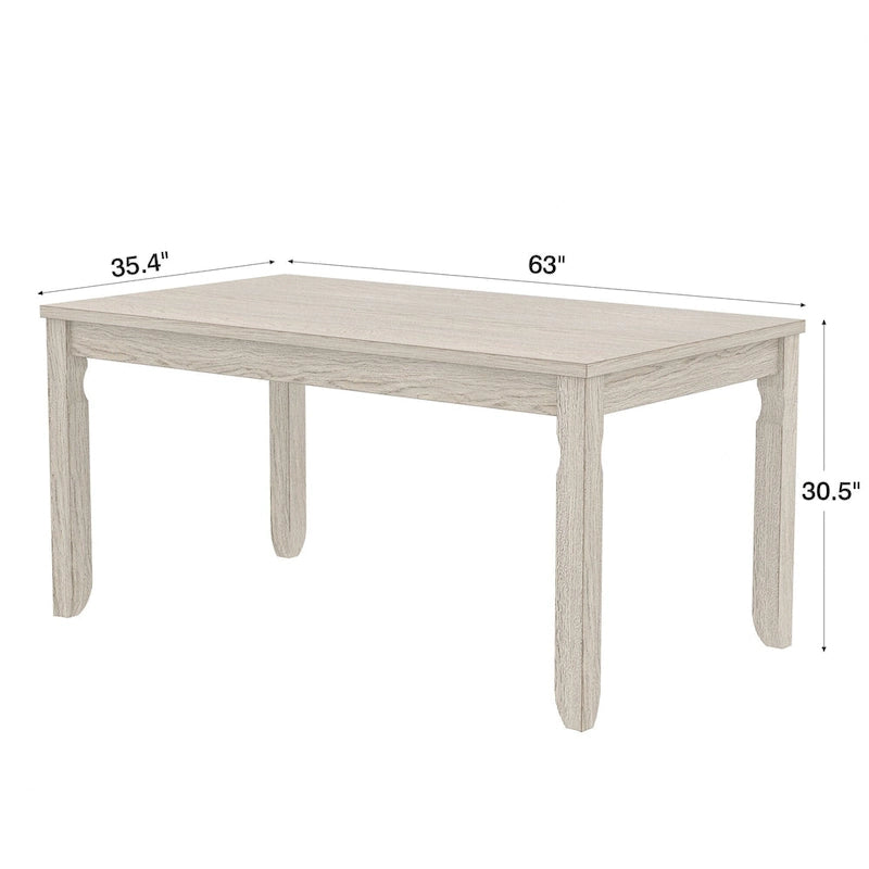 Grey Solid Wood Farmhouse Dining Table for 4–6 People, 63-Inch