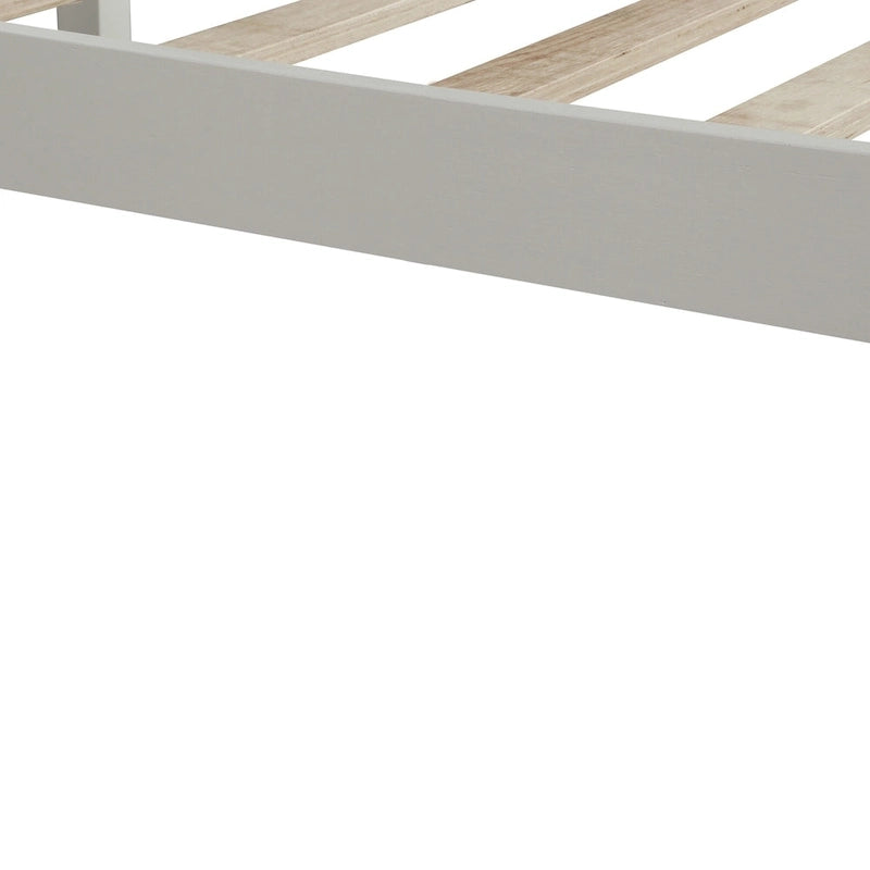 White Full-Size Pine Platform Bed with Headboard and Under-Bed Storage