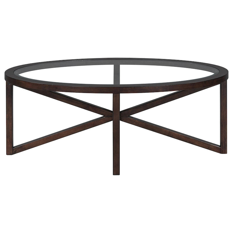 Modern Glass Table with Solid Wood Base