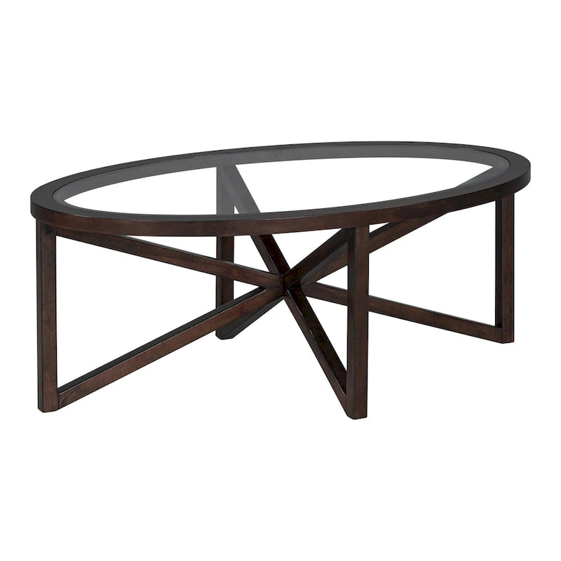 Modern Glass Table with Solid Wood Base
