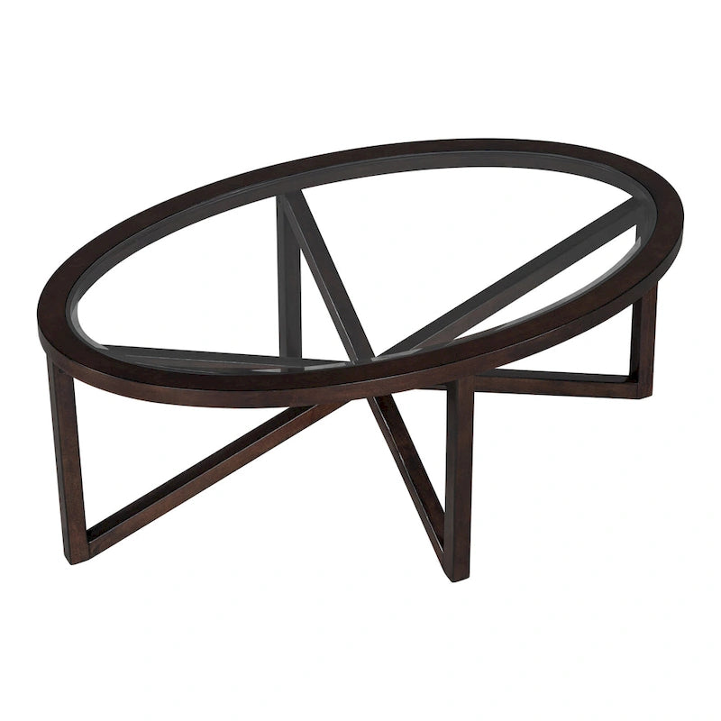 Modern Glass Table with Solid Wood Base