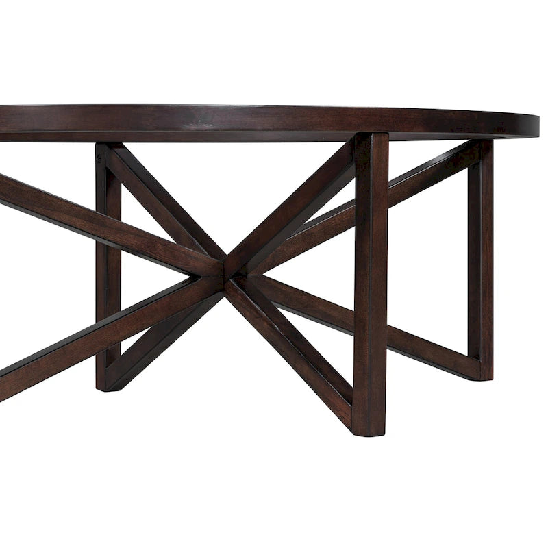 Modern Glass Table with Solid Wood Base