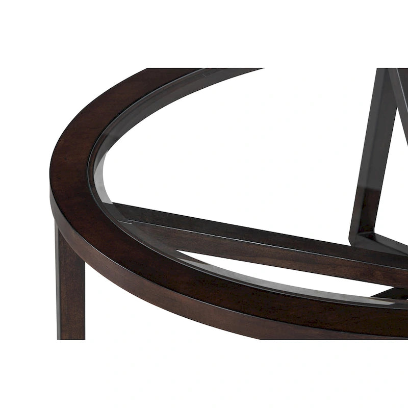 Modern Glass Table with Solid Wood Base