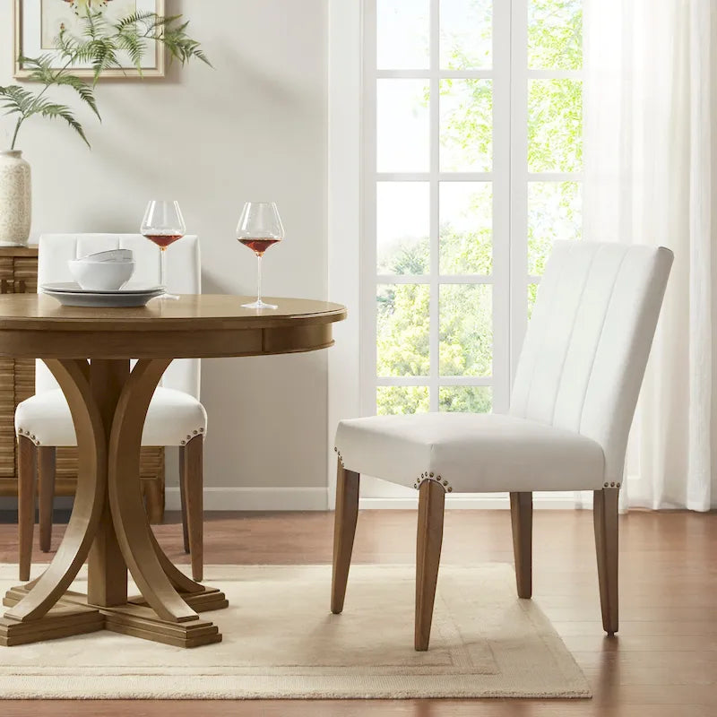 Cream Channel-Tufted Dining Chairs (Set of 2)