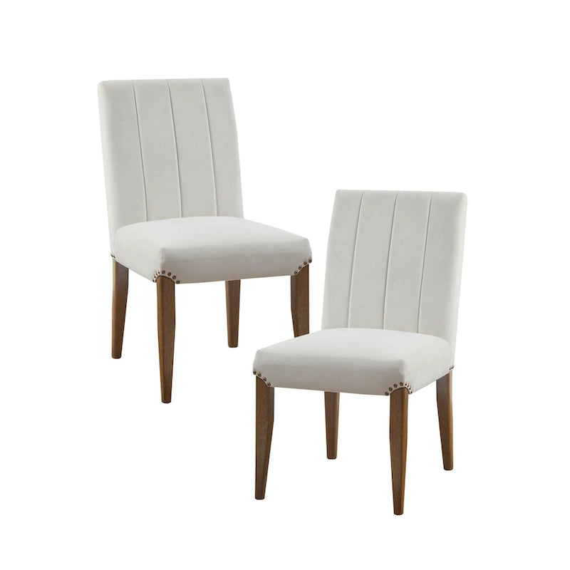 Cream Channel-Tufted Dining Chairs (Set of 2)