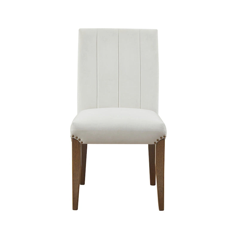Cream Channel-Tufted Dining Chairs (Set of 2)