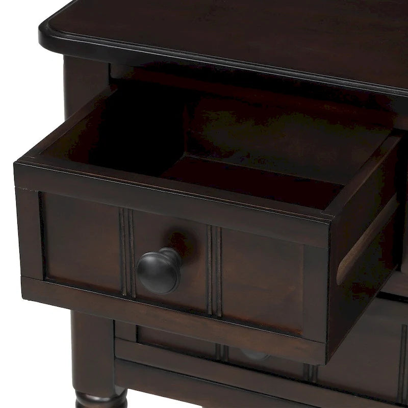 3-Drawer Solid Wood Console Table with Bottom Shelf