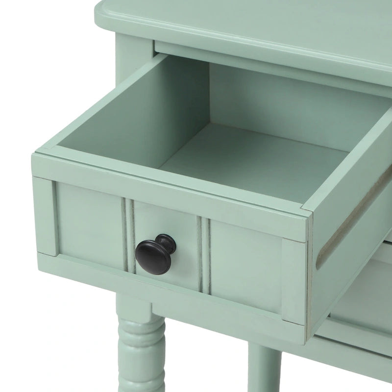 3-Drawer Solid Wood Console Table with Bottom Shelf
