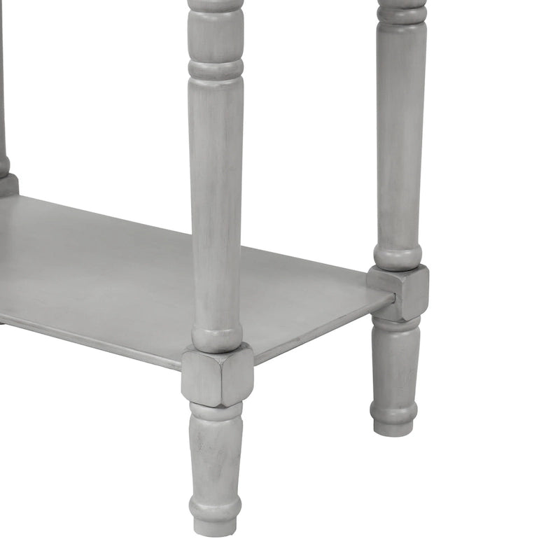 3-Drawer Solid Wood Console Table with Bottom Shelf