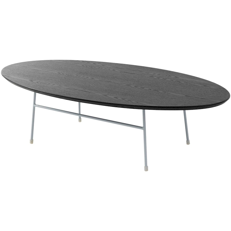 Modern Oval Coffee Table with Powder-Coated Steel Frame