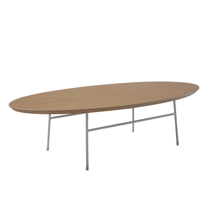 Modern Oval Coffee Table with Powder-Coated Steel Frame