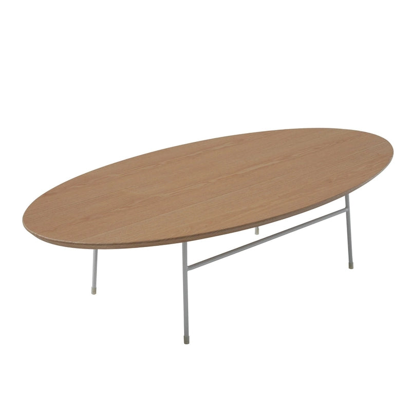 Modern Oval Coffee Table with Powder-Coated Steel Frame