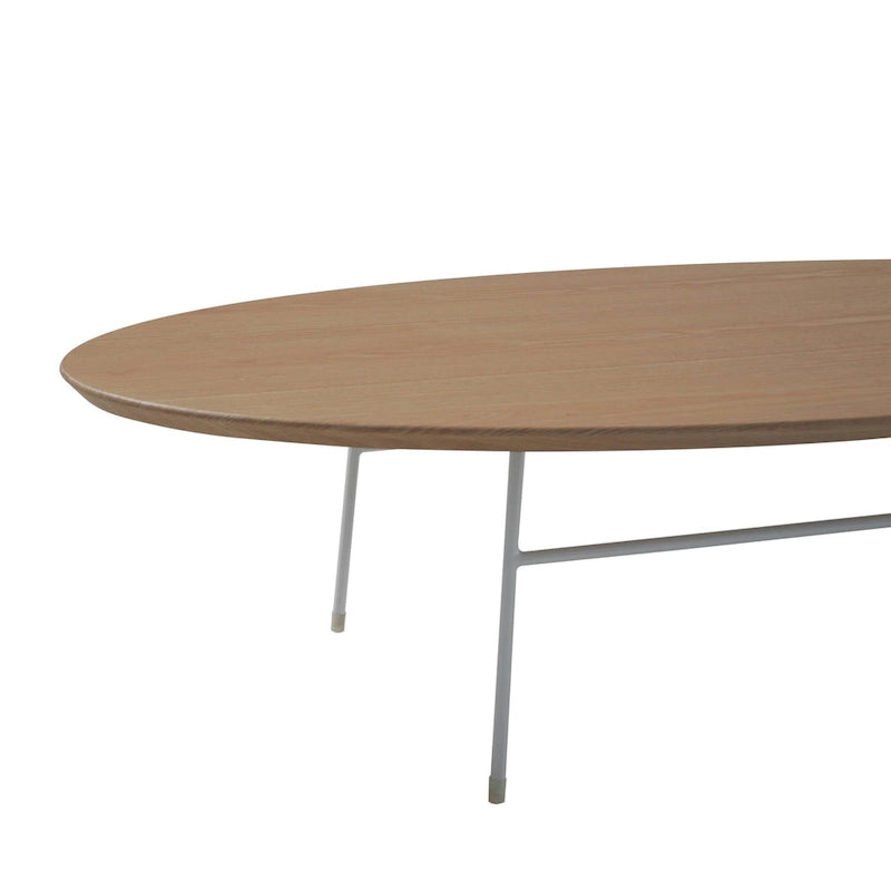 Modern Oval Coffee Table with Powder-Coated Steel Frame
