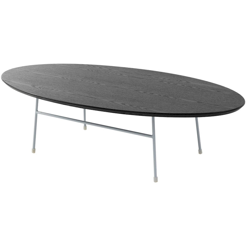 Modern Oval Coffee Table with Powder-Coated Steel Frame