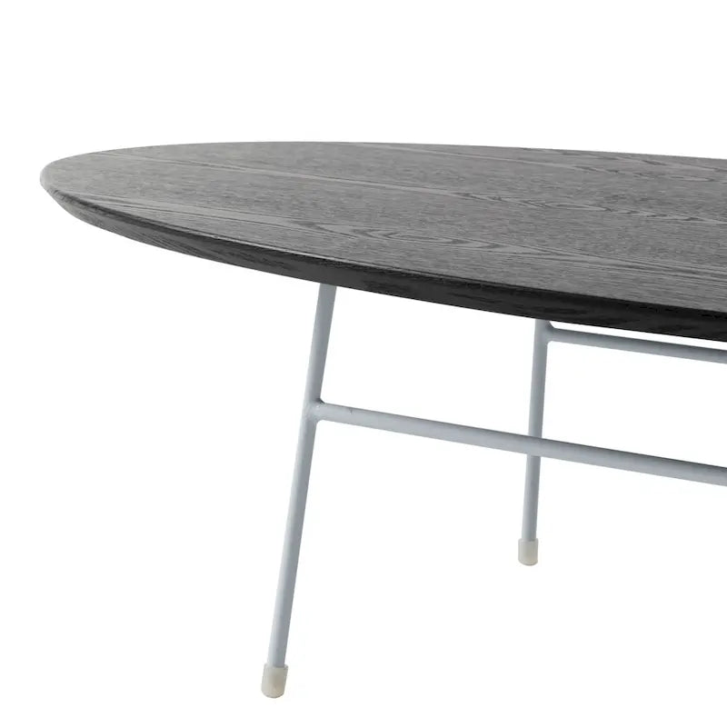 Modern Oval Coffee Table with Powder-Coated Steel Frame